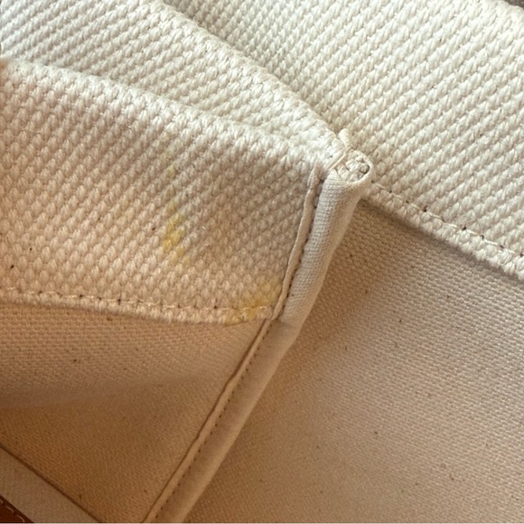 CELINE Horizontal Beige Canvas Calfskin Logo Tote Bag - Picture 8 of 15